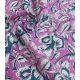 Tissu blockprint - Fleurs cyan sur violine