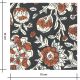 Tissu blockprint - Fleurs orange sur vert forêt