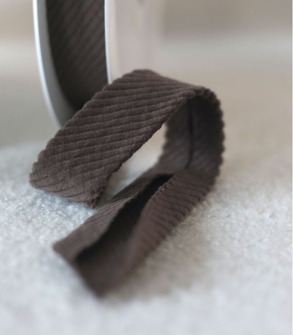 Biais velours grosses côtes - Café