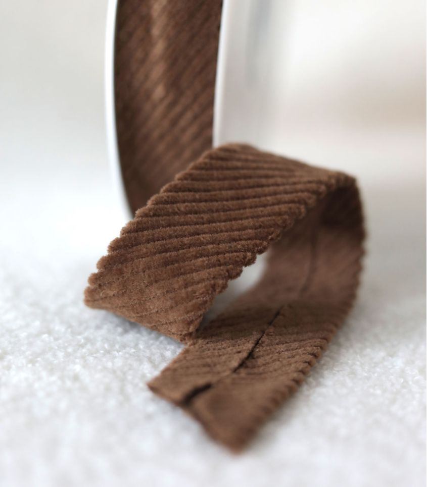 Biais velours grosses côtes - Noisette