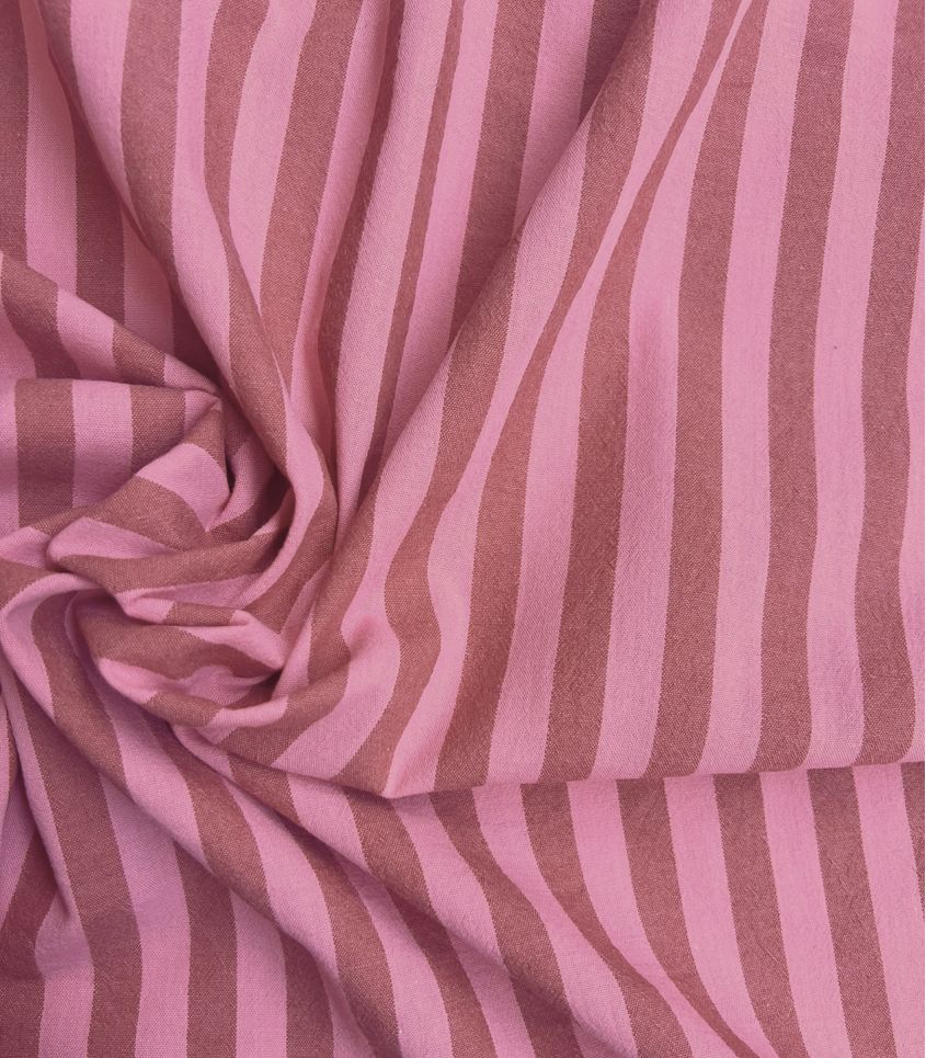 Tissu coton lavé - Rayures Blush