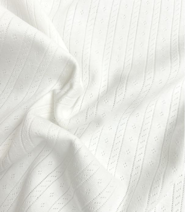 Tissu jersey pointelle - Blanc