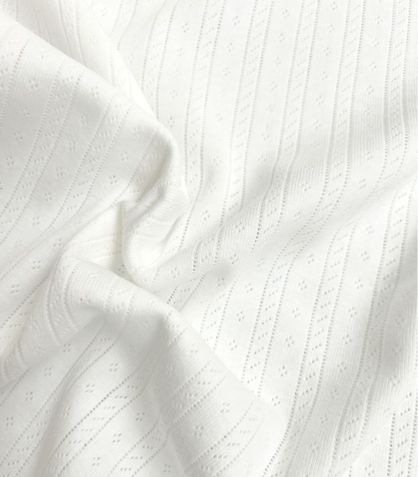 Tissu jersey pointelle - Ecru