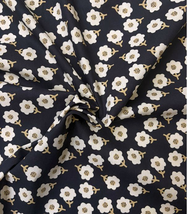 Tissu popeline fleurs Pops - Noir