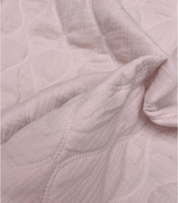 Tissu double gaze matelassée Olva - Rose Poudre