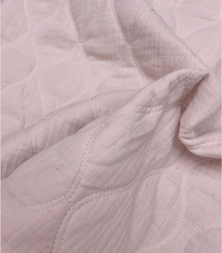 Tissu double gaze matelassée Olva - Rose Poudre