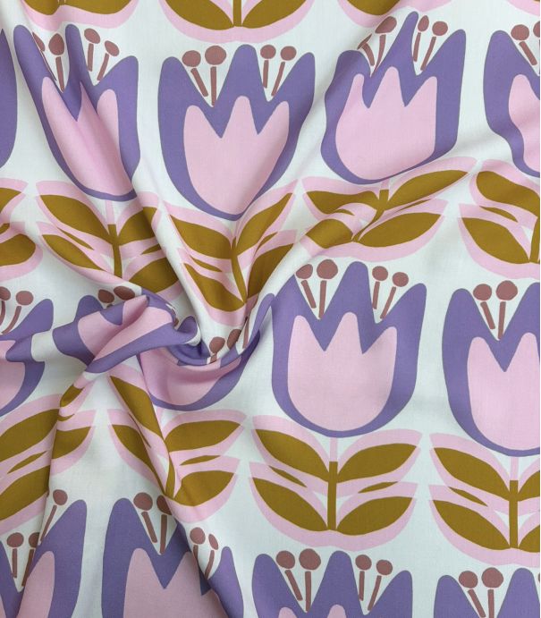 Tissu viscose - Tulipes Rose