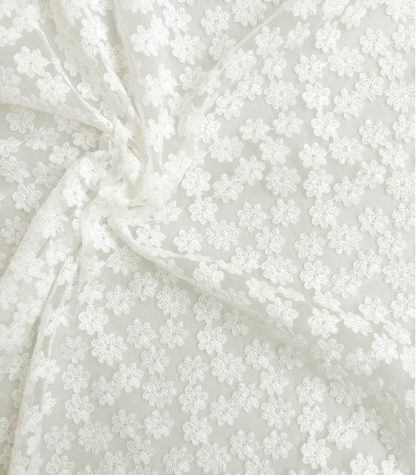 Tulle fin brodé Fleurettes - écru