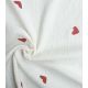 Double gaze brodée - Coeurs rouges