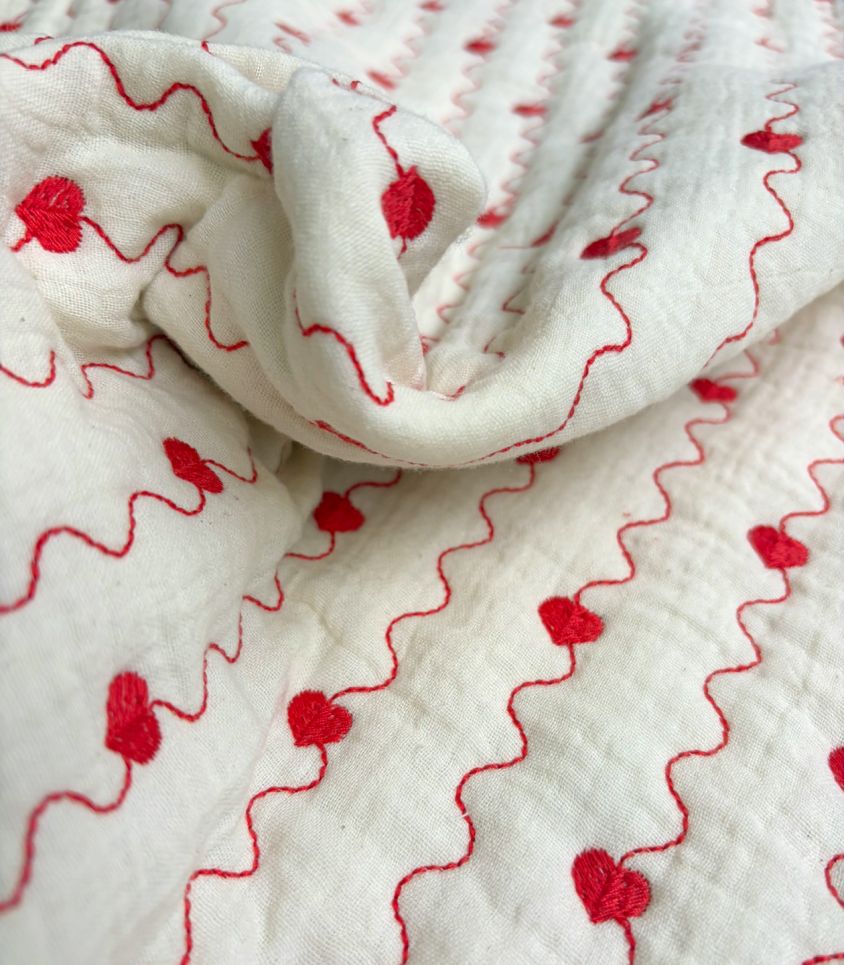 Tissu double gaze matelassé - Amour Fou Tissu double gaze matelassé - Amour Fou