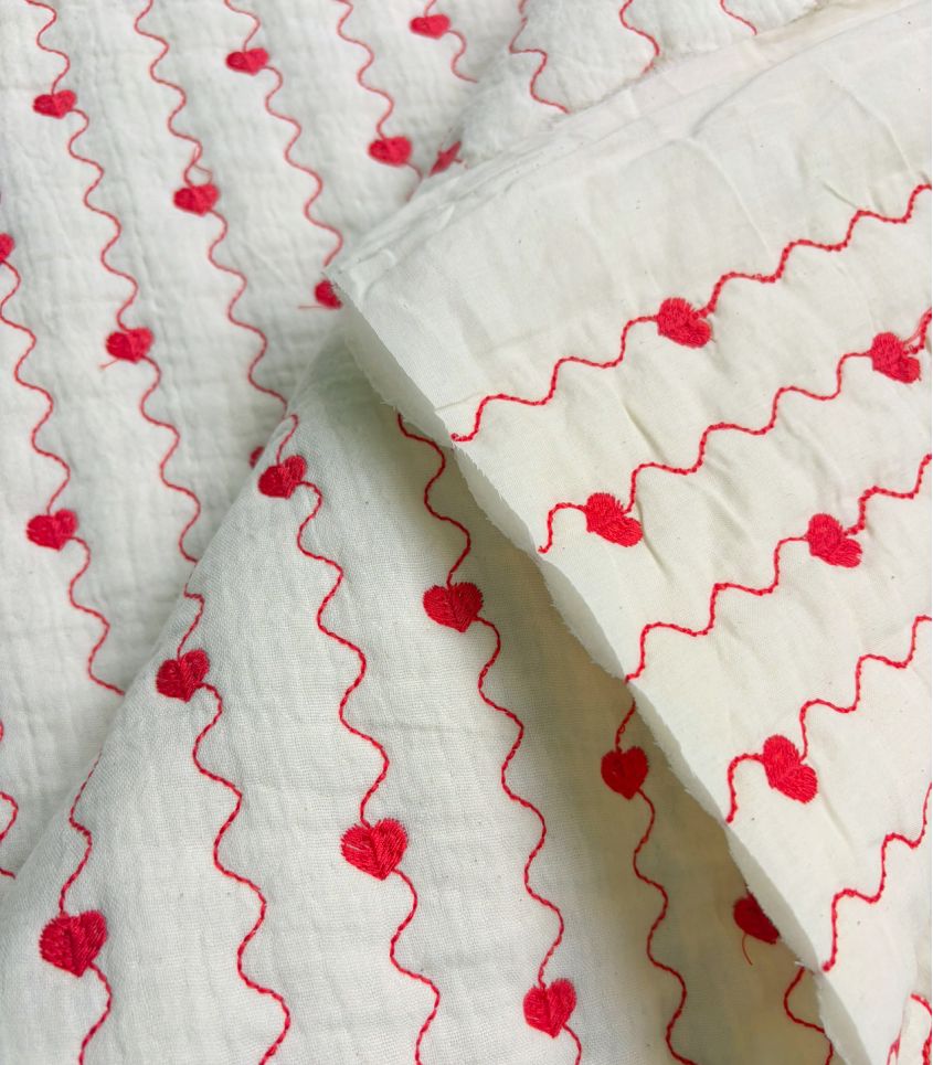 Tissu double gaze matelassé - Amour Fou Tissu double gaze matelassé - Amour Fou