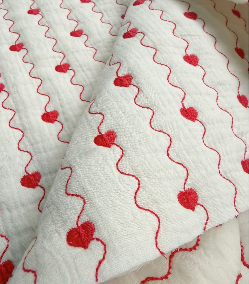 Tissu double gaze matelassé - Amour Fou Tissu double gaze matelassé - Amour Fou