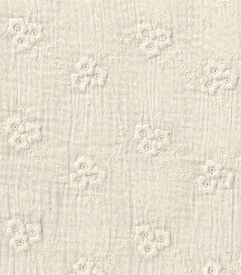 Double gaze brodée- Fleurs Romantiques Double gaze brodée- Fleurs Romantiques