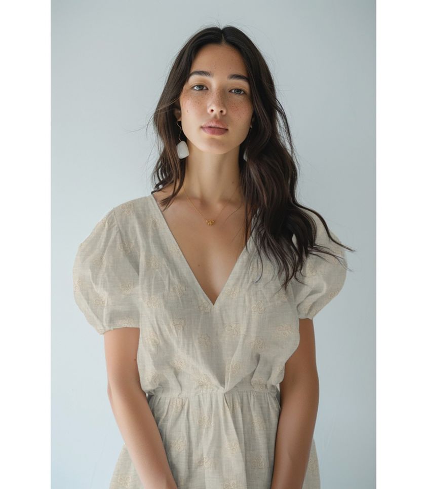 Double gaze brodée- Fleurs Romantiques Double gaze brodée- Fleurs Romantiques