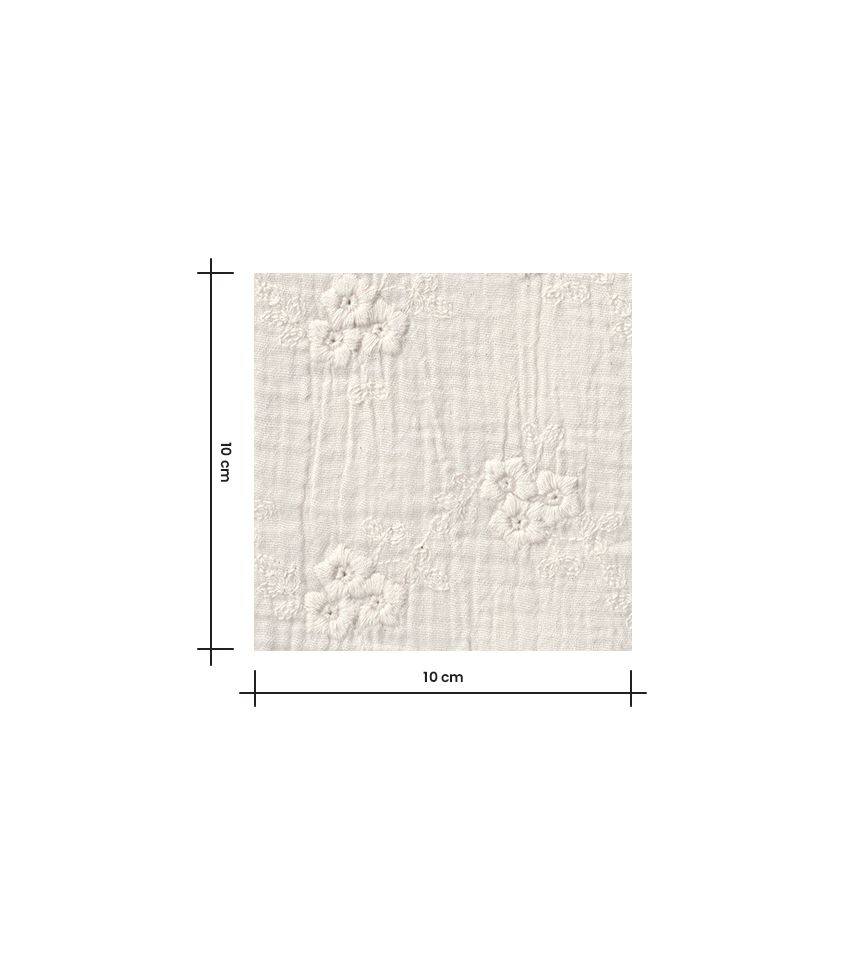 Double gaze brodée- Fleurs Romantiques Double gaze brodée- Fleurs Romantiques