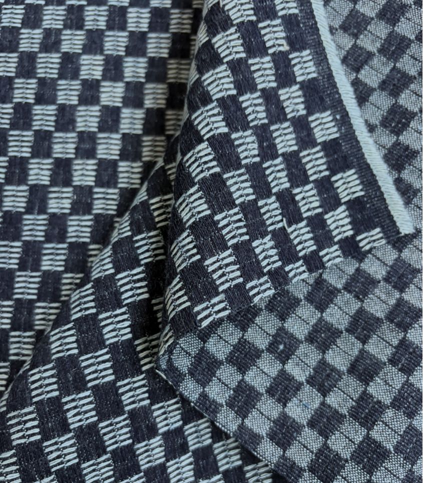 Tissu Denim jacquard carrés - Brut Tissu Denim jacquard carrés - Brut