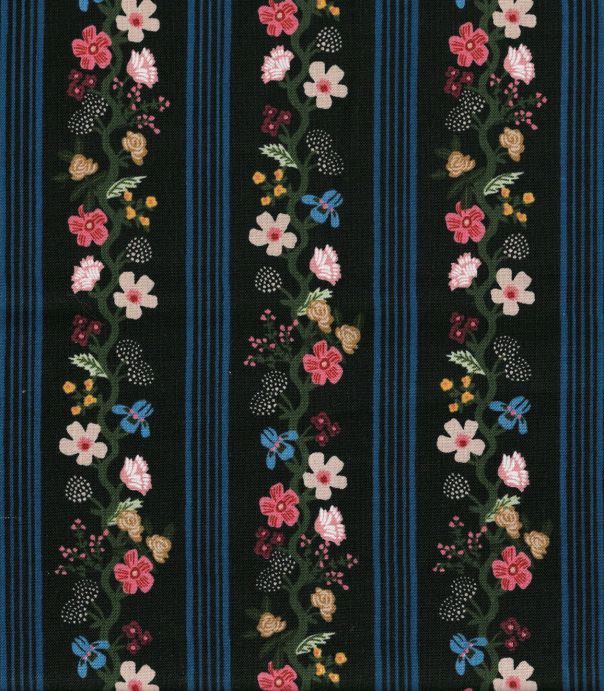 Tissu coton Rayures Gracie - Black