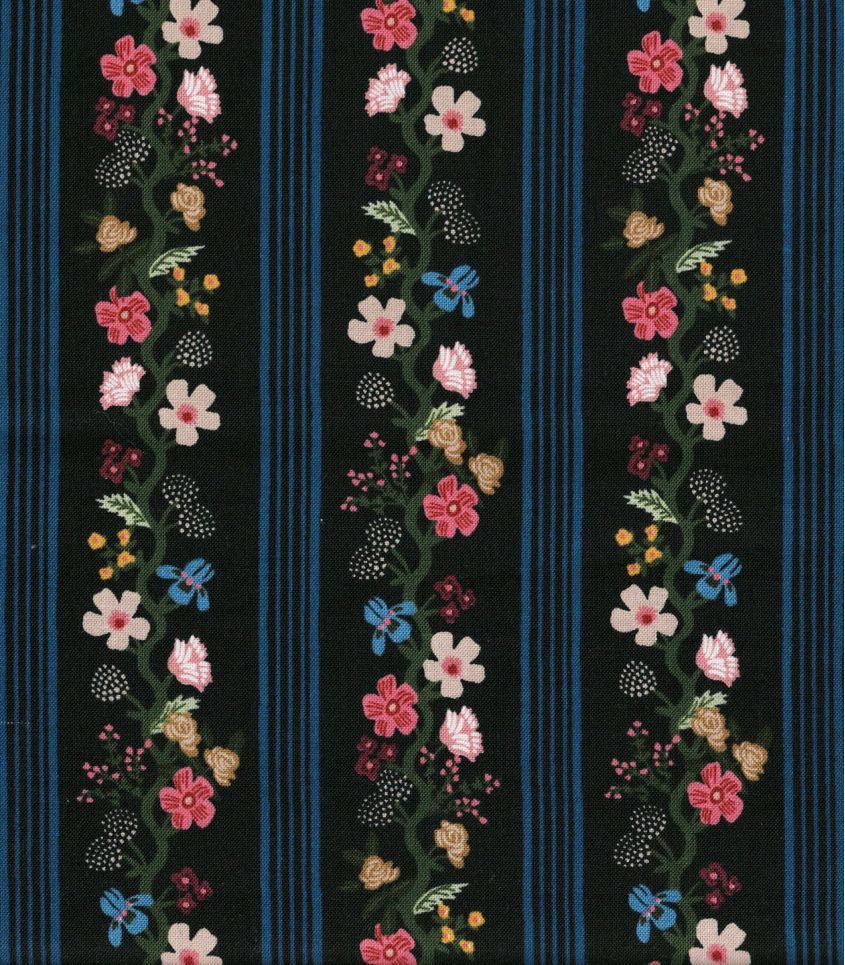 Tissu coton Rayures Gracie- Black