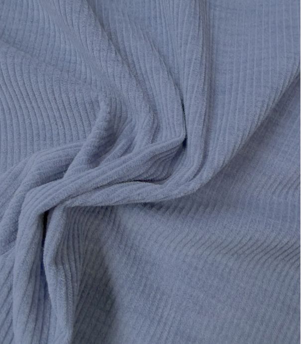Tissu velours côtelé souple - Bleu jean