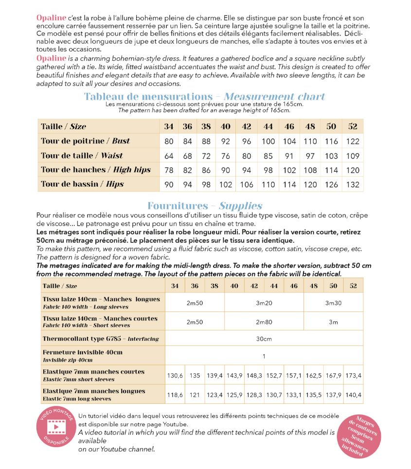 Patron robe Opaline Patron robe Opaline