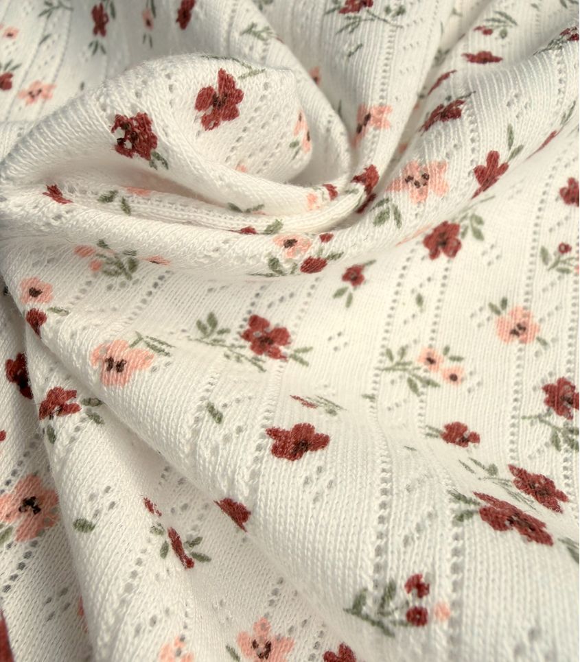 Tissu jersey pointelle - Fleurettes