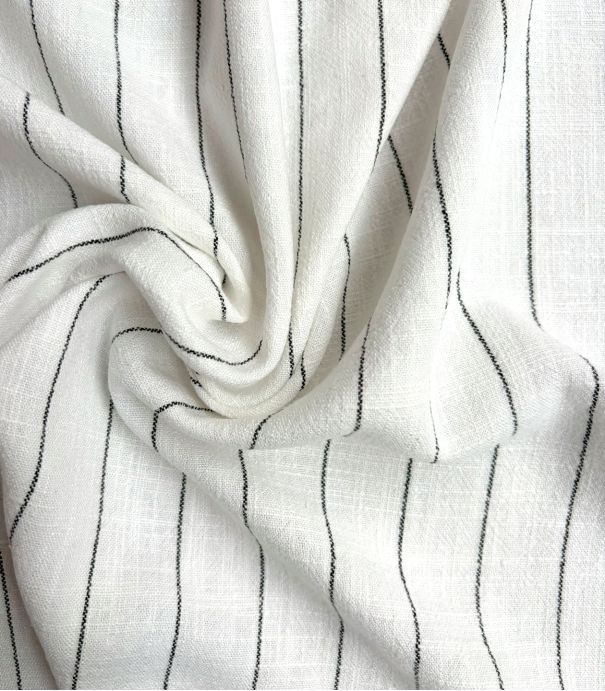 Tissu Lin viscose rayure costume - Lait