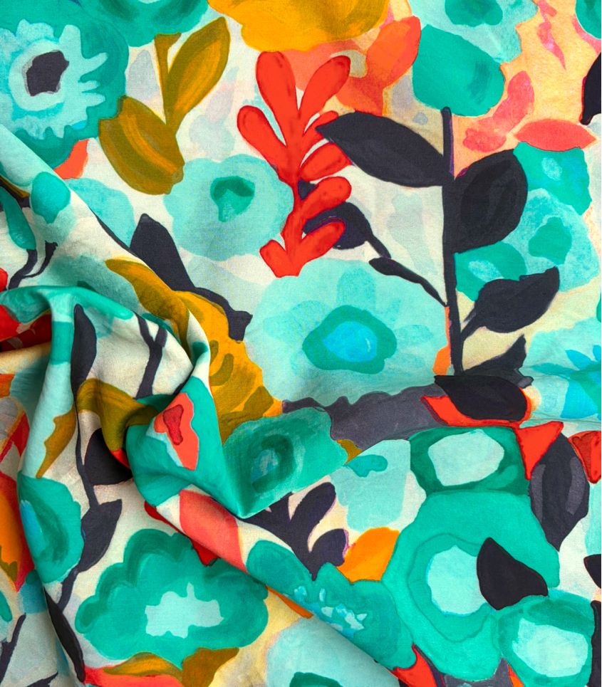 Tissu viscose - Calycanthus Turquoise
