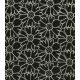 Tissu coton noir - Brodé marguerite