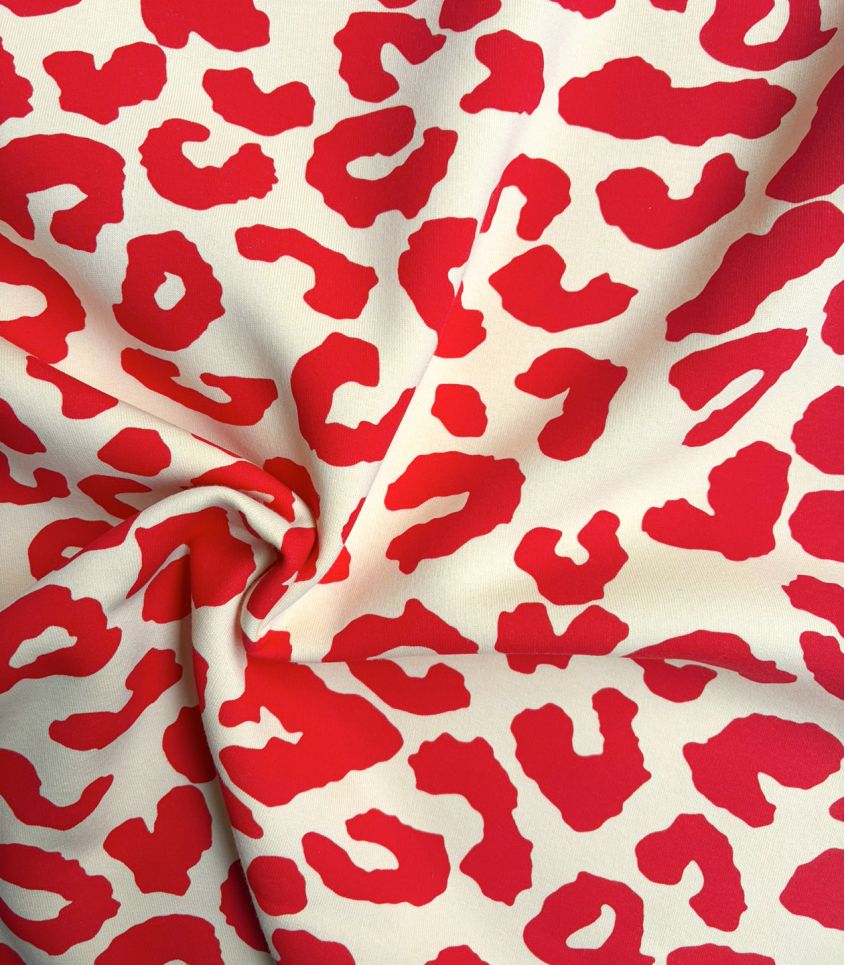 Tissu Sweat Big Léo - Rouge