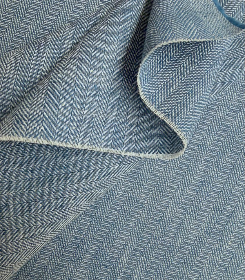 Lin coton - Chevrons Bleu clai