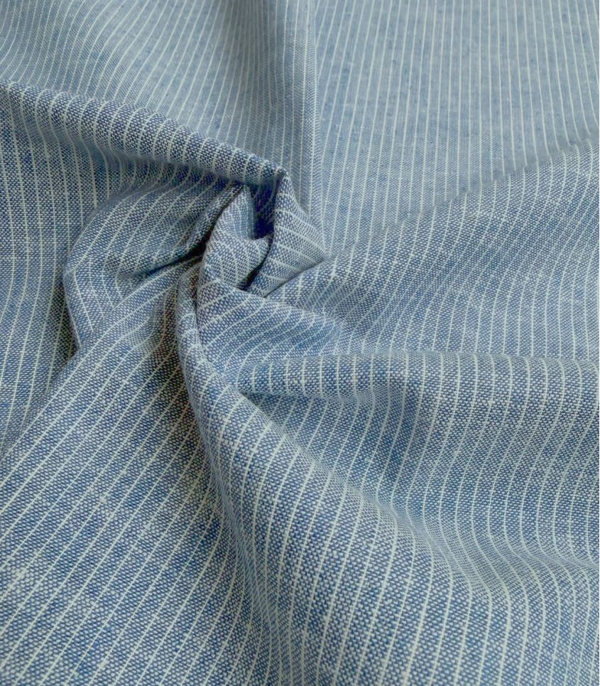 Lin coton - Chambray rayé Bleu clair Lin coton - Chambray rayé Bleu clair
