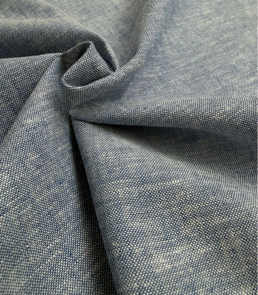 Chambray lin coton - Marine