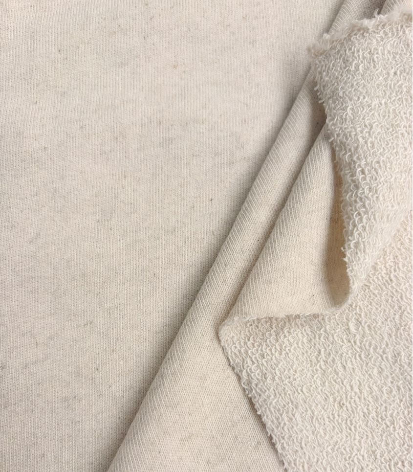 Tissu french terry coton lin - naturel Tissu french terry coton lin - naturel