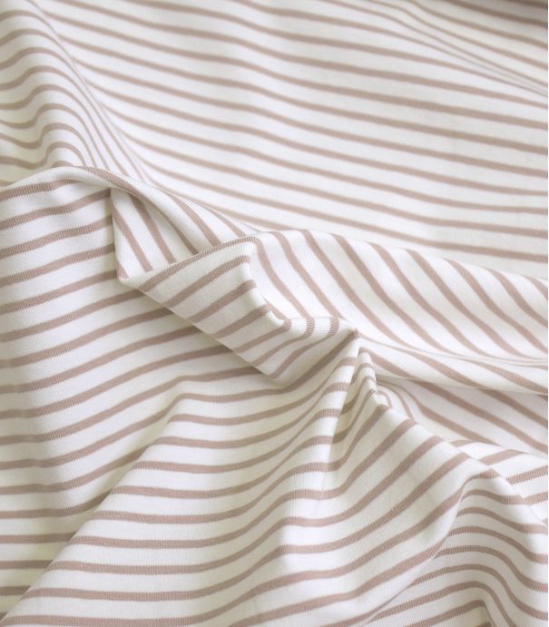 Tissu jersey marinière - Beige