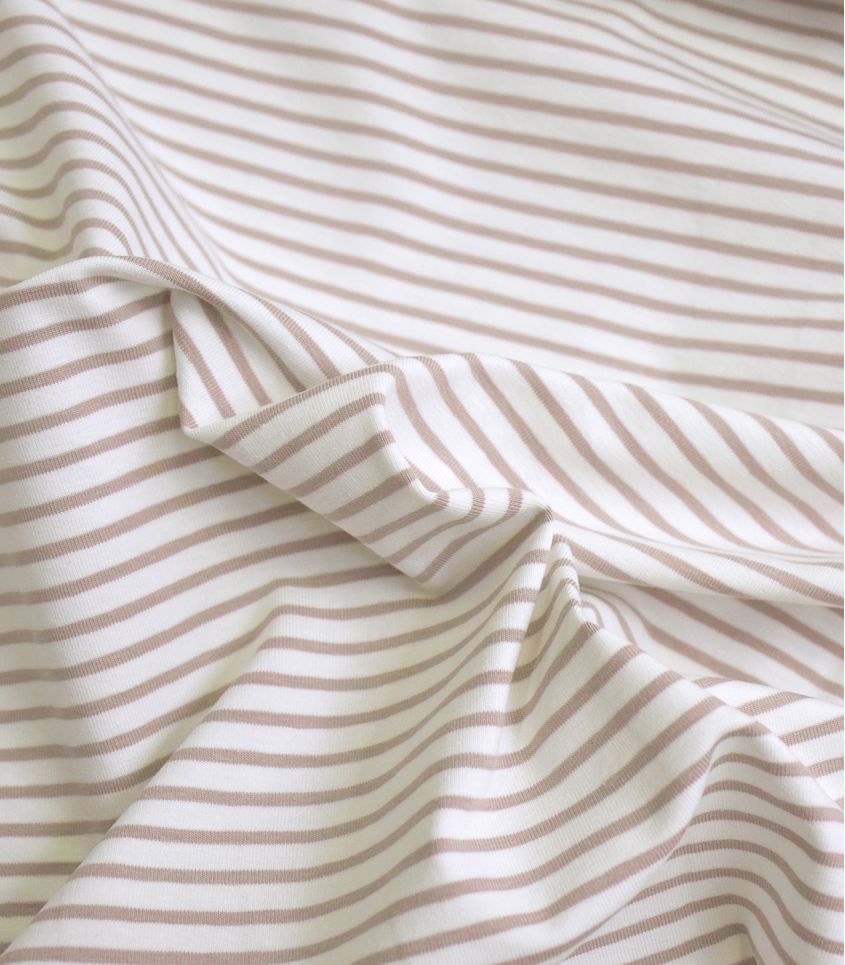 Tissu jersey marinière - Beige