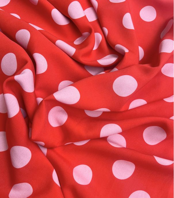 Tissu viscose Jolis pois - Fraise