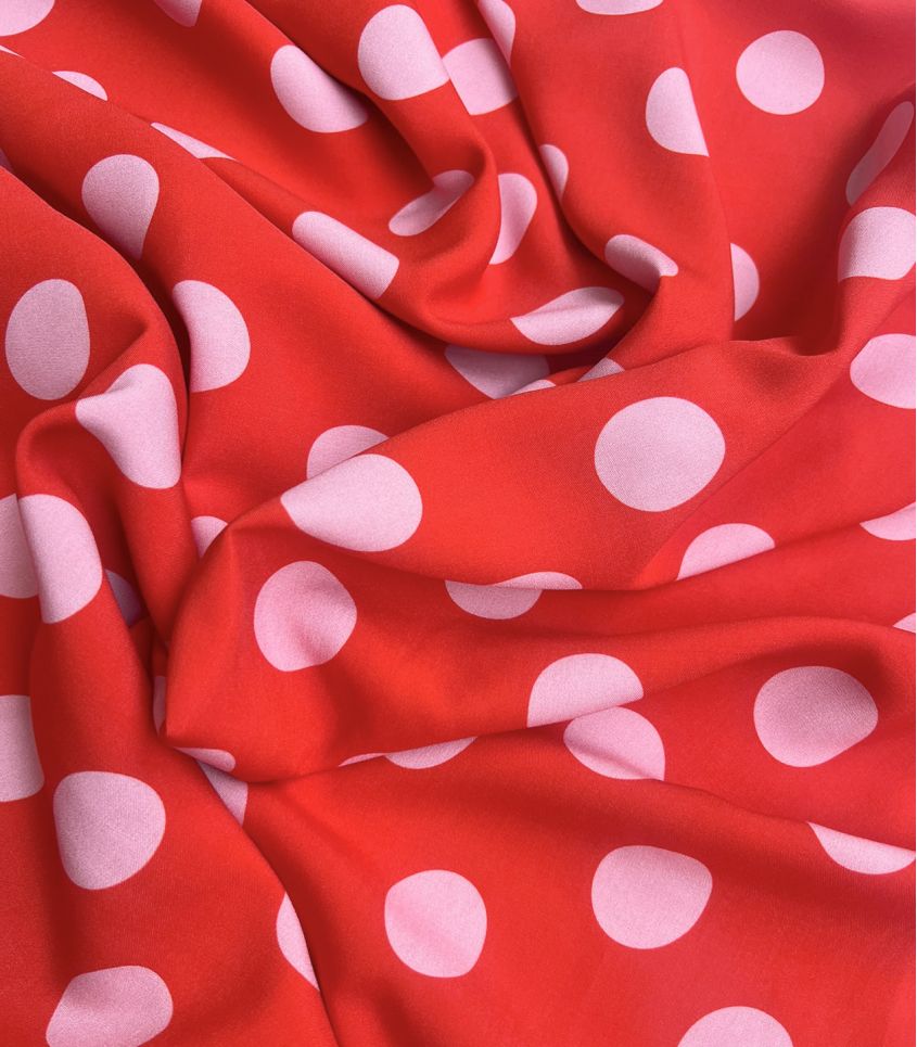Tissu viscose Jolis pois - Fraise