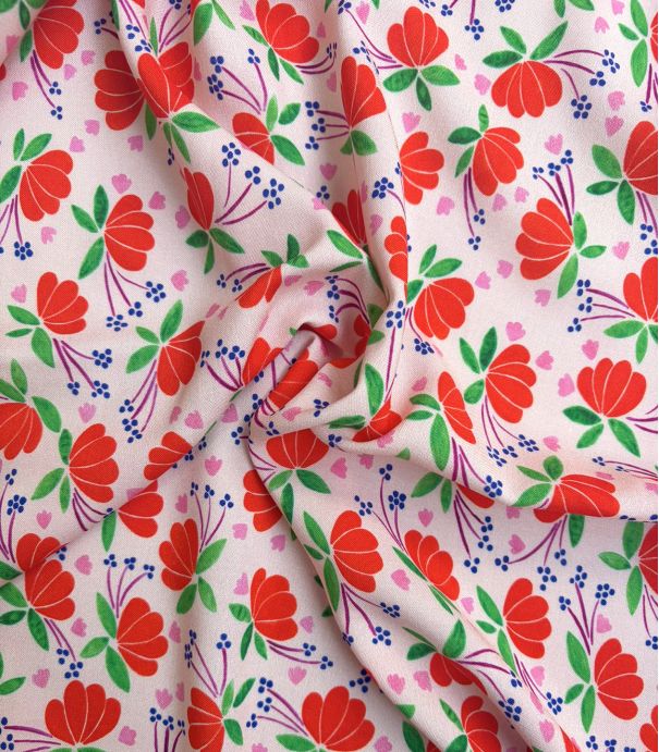 Tissu viscose Cœur de Fleur - Nude