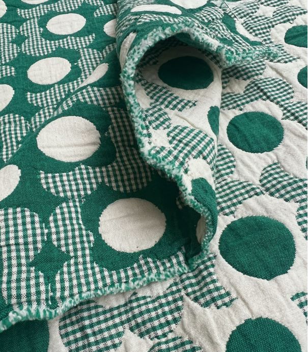 Tissu jacquard vichy Marguerite - Vert