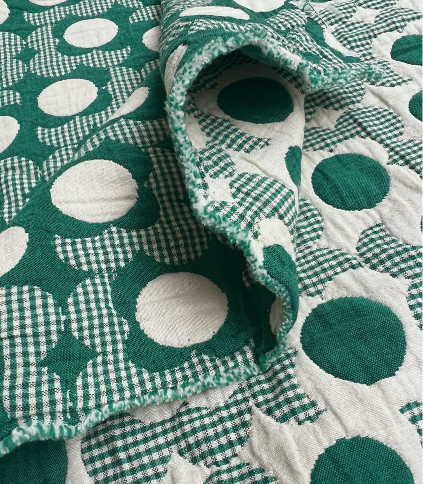 Tissu jacquard vichy Marguerite - Vert