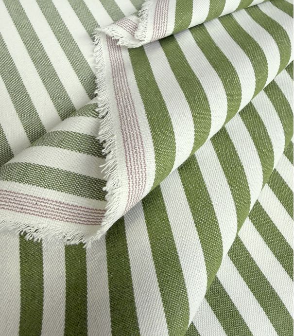 Tissu jean rayé - Kaki