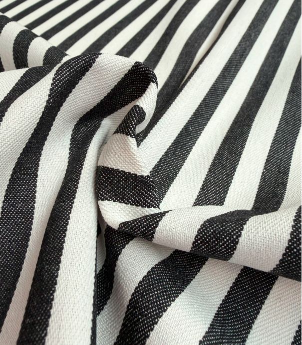 Tissu jean rayé - Noir