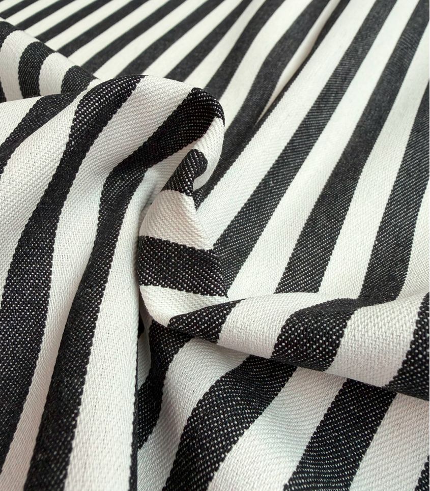 Tissu jean rayé- Noir