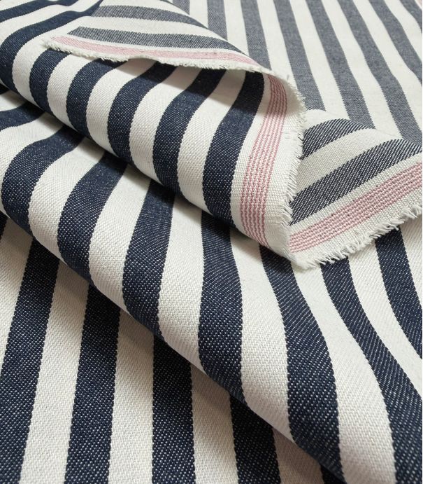 Tissu jean rayé - Indigo