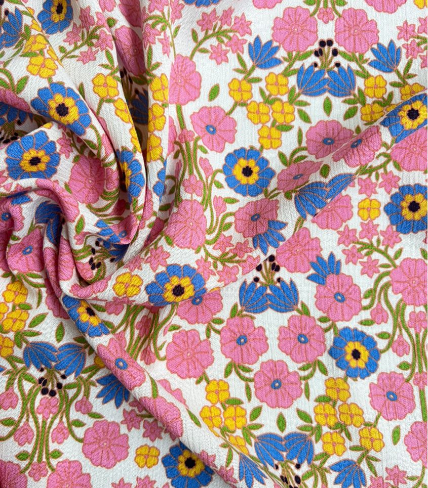 Tissu viscose crinkle - Néo Flora