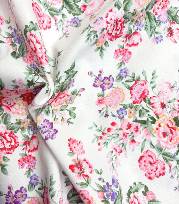 Tissu satin de coton - Romance Florale