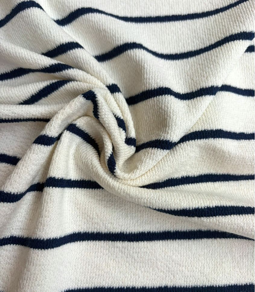 Tissu tricot marinière - Navy