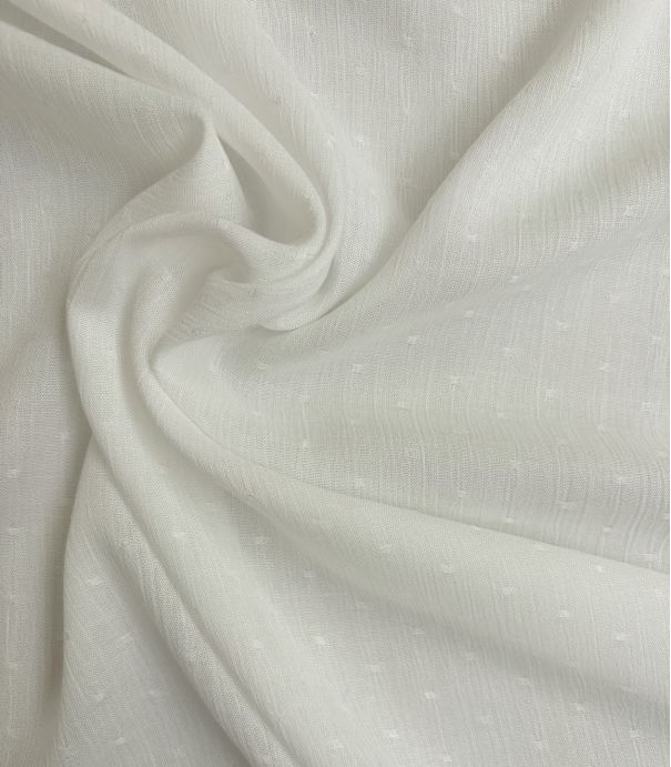 Tissu viscose plumetis crinkle - Off white