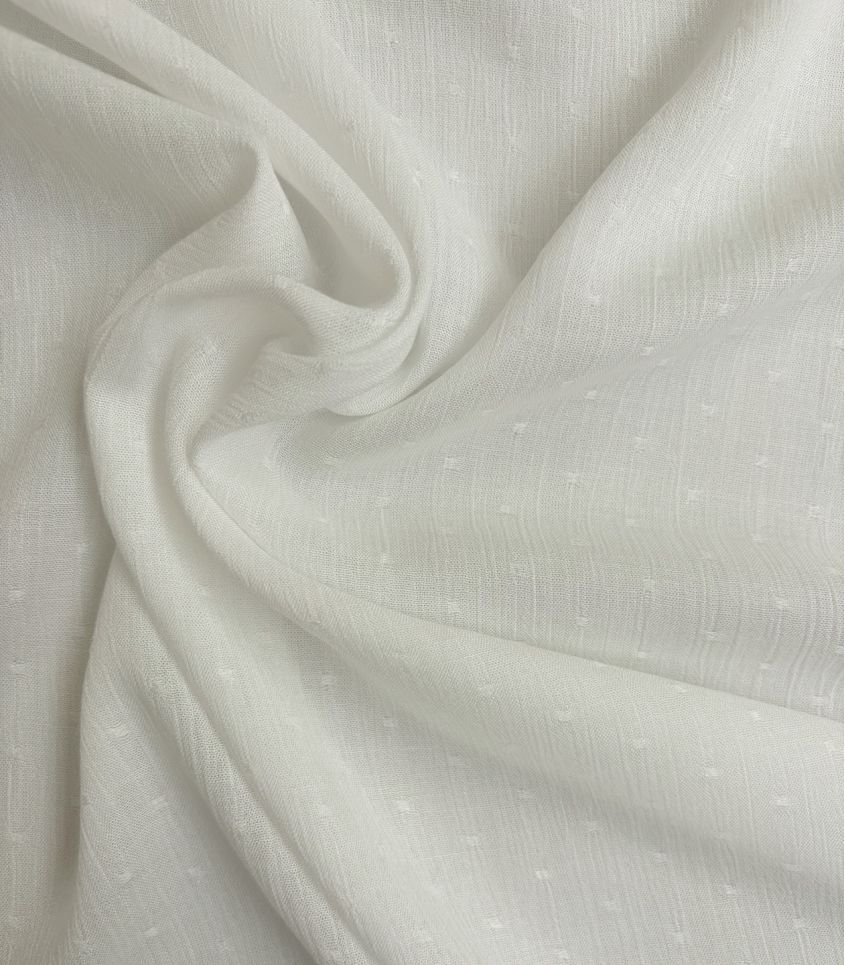 Tissu viscose plumetis crinkle - Off white