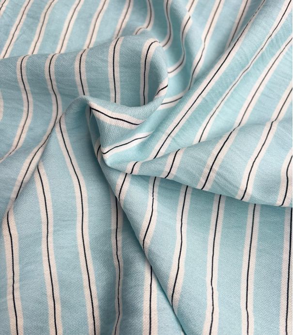 Tissu viscose rayure costume - Ciel
